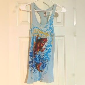 Ed Hardy printed ribbed tank top